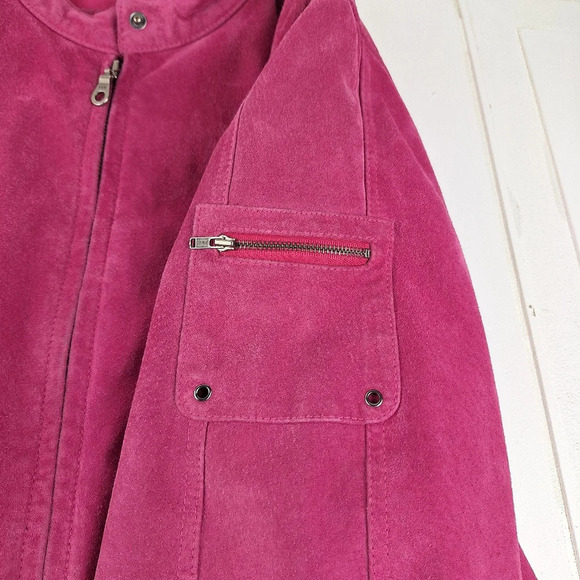 INC International Concepts Suede Pink XL Womens Jacket Silver Colored Zippers - Picture 13 of 16